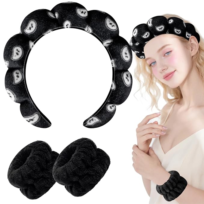 Zkptops Spa Headband for Washing Face Wristband Set Sponge Makeup - Image 8