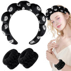 Zkptops Spa Headband for Washing Face Wristband Set Sponge Makeup - Image 8