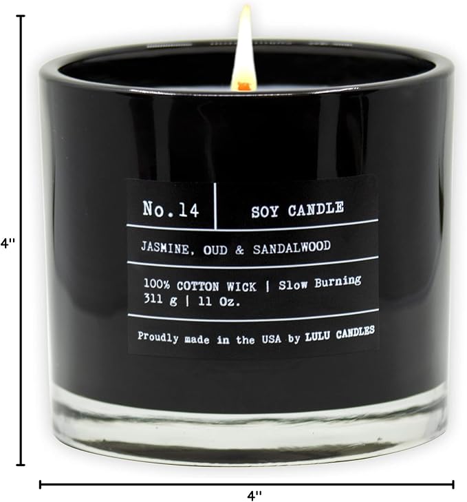 Lulu Candles | Jasmine, Oud & Sandalwood | Luxury Scented Soy Jar Candle | Hand - Image 4