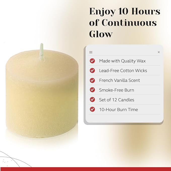 French Vanilla Scented Votive Candles, Scented 10 Hour Burn Time - Image 3