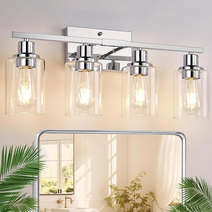 Indoi 4 Light Bathroom Light Fixtures, Chrome Vanity Lights by Indoibrightenyourbathroom
