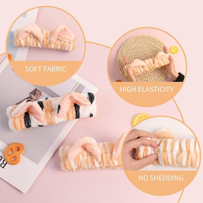 PERFECTSIGHT Spa Headband for Washing Face, 2 Pack Cute Hair Band for Shower - Image 3