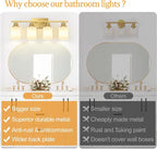 Indoi 4-Light Bathroom Light Fixtures, Brushed Gold Vanity Lights - Image 2