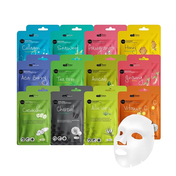 Celavi Essence Facial Sheet Face Mask Variety Set Classic Authentic Korean by C%C3%A9lavi