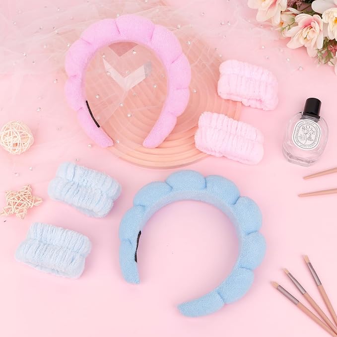 6Pcs Spa Set, Terry Cloth Headbands & Wrist Washbands - Image 7