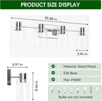 4-Light Modern Vanity Light Fixtures Over Mirror, Chrome Bathroom Light Fixtures - Image 6