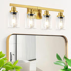 Bathroom Vanity Light, 4-Light Modern Matte Gold Wall Sconce Lighting by DIKAIDALights