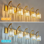 5-Light Crystal Vanity Light, Modern Gold Bathroom Wall Sconce - Image 2
