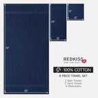 REDKISS Towels 8 Piece Luxury Bath Towel Set, 2 Bath Sheets, 2 Hand Towels - Image 2