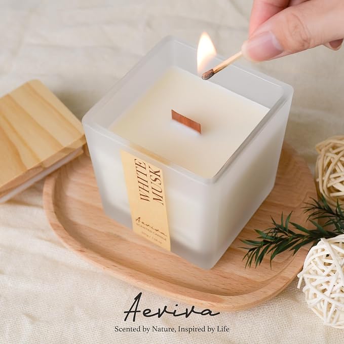 Scented Candle, 7.04 oz White Musk Aromatherapy Candle, Natural Soy Wax - Image 5