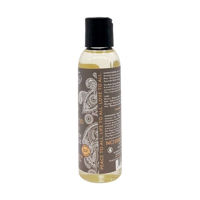 Soothing Touch Organic Bath, Body & Massage Oil, Sandalwood, 4 Fl Oz - Image 3