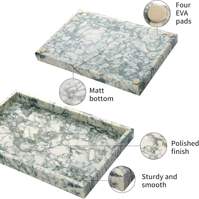 Marble Bathroom Vanity Tray, Natural Luxury Vanity Home Kitchen Bathroom Table - Image 3