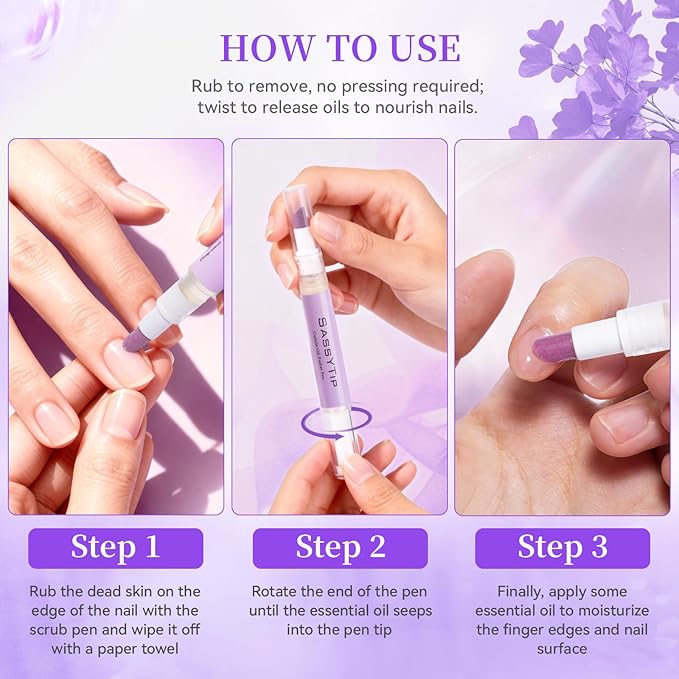 Ceramic Cuticle Pusher & Oil Pen, 2ml Rose/Lavender/Fragrance Free Scented Nail - Image 5
