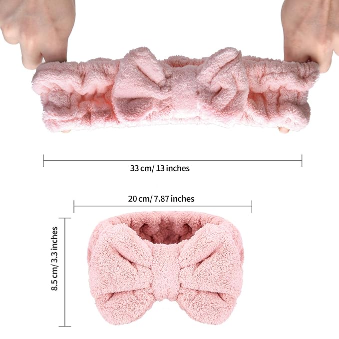 4 Pack Makeup Spa Headband Microfiber Bow Towel Soft Fluffy Washing Face - Image 3