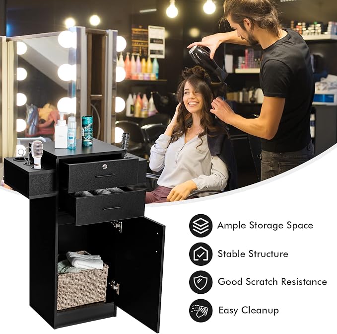 Giantex Salon Storage Cabinet, Locking Hair Styling Storage Organizer - Image 4