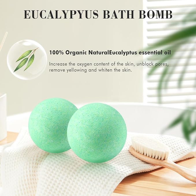 Bath Bombs Salt Balls, Eucalyptus Extract Essential Oils, Moisturizing Dry Skin - Image 2