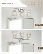 Brushed Nickel Bathroom Vanity Light, HWH 3-Light Vanity Lights - Image 4