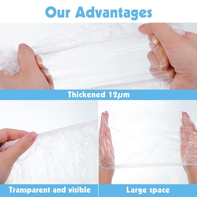 300 Pcs Disposable Shower Caps, 20.5In Large Plastic Bath Caps - Image 3
