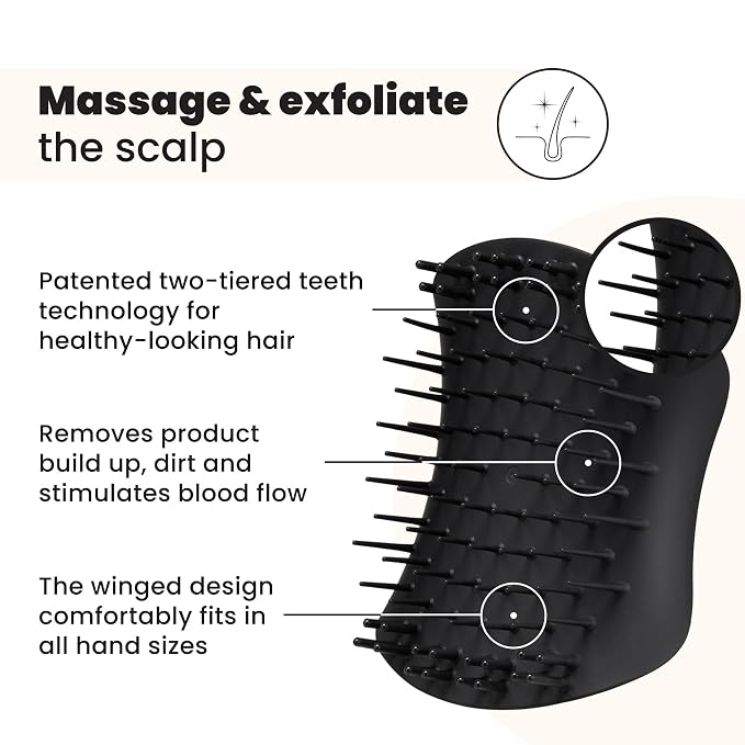 Tangle Teezer Scalp & Shampoo Hairbrush, to Exfoliate, and Cleanse, Onyx Black - Image 2