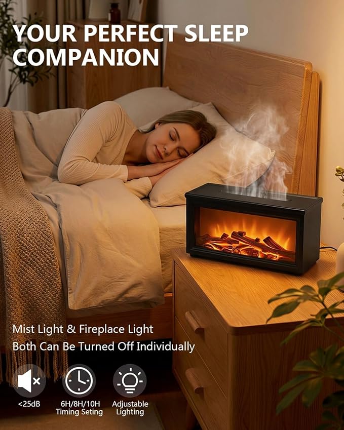 Essential Oil Diffuser, 7-Color Fireplace Fire Flame Aromatherapy Humidifier - Image 5