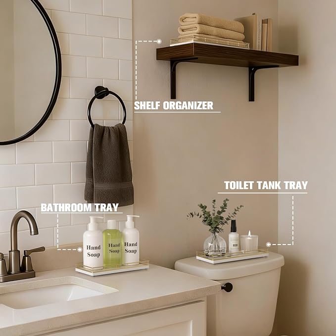 Bathroom Vanity Tray for Countertop, Bathroom Organizer for Soap, Perfume & - Image 4