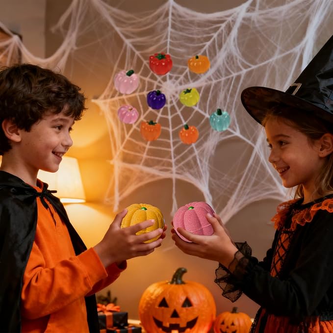 Halloween Bath Bombs for Kids Gifts: 9 Pcs Pumpkin Bath Bomb - Image 6