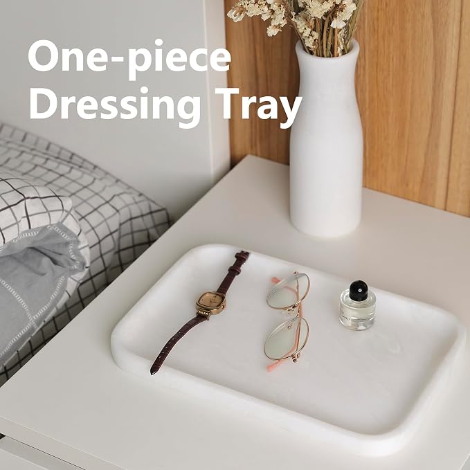 Karibiber Vanity Tray, 11.8inch Marble Bathroom Tray - Image 3