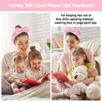 Casoty 6 Pcs Makeup Hair Headbands, Soft Coral Fleece Spa Headband - Image 4