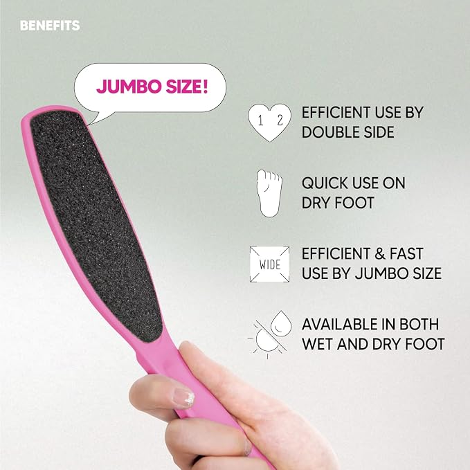 Wide Emery Foot File, Double-Sided Pedicure Tool, Colossal Professional Foot - Image 3