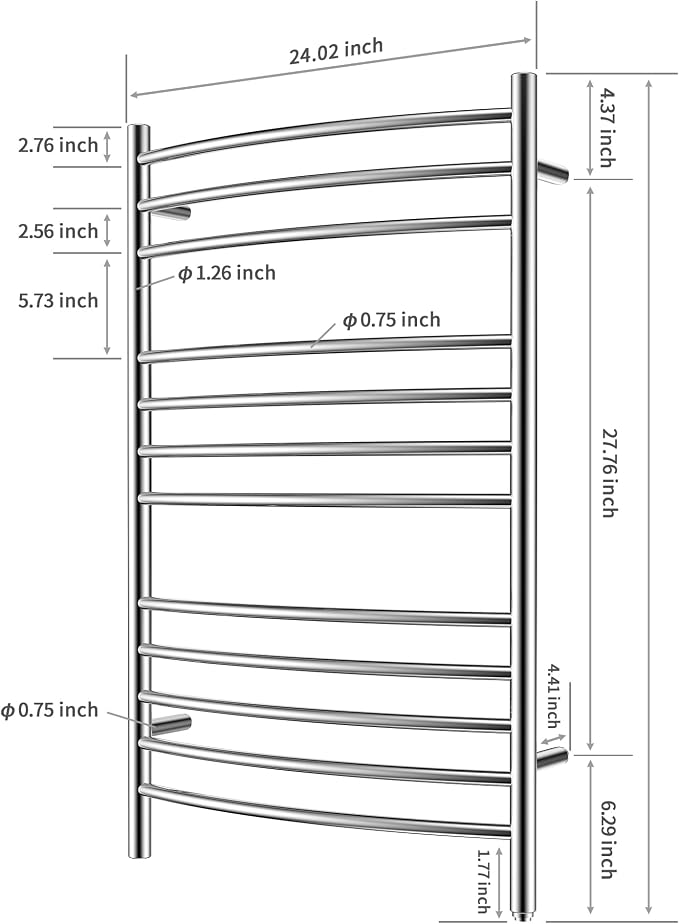 HEATGENE Towel Warmer Wall Mount Electric Plug-in/Hardwired Heated Towel Rack - Image 5