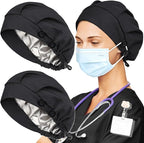 2 Pack Satin Lined Bouffant Scrub Caps - Image 5