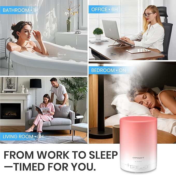 URPOWER 300ml Essential Oil Diffuser: Ultrasonic Aromatherapy Diffuser Quiet - Image 6