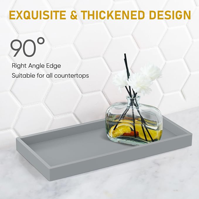 Bathroom Counter Tray, EG-SIPRO High-Grade Thickened Silicone Bathroom Vanity - Image 4
