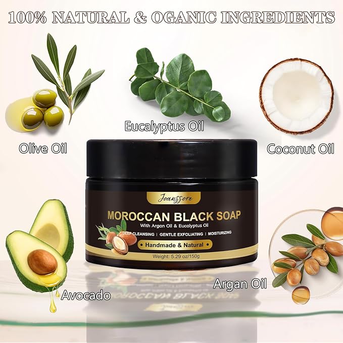 2 Pack Moroccan Black Soap Hammam, Morocco Body Scrub - Image 5