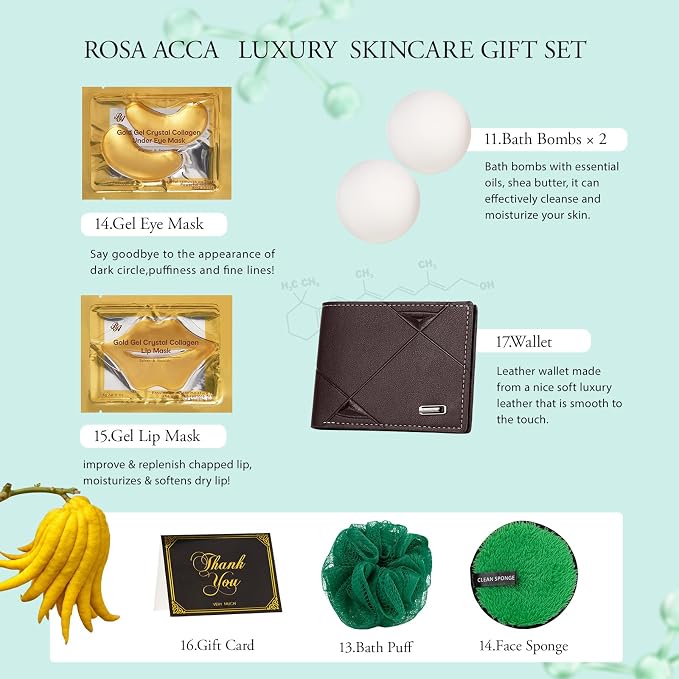 Men Bergamot Facial Skin Care Set, Fathers Day Gift, Bath and Body Gift Basket - Image 5