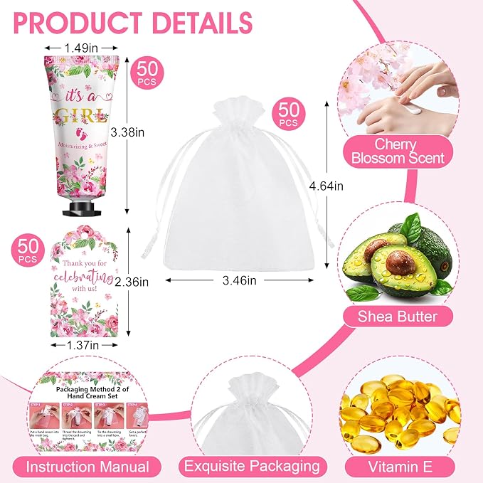 KONEUK 50 Pack Bulk Hand Cream Sets, Bridal Shower Favors, Appreciation Gifts - Image 3