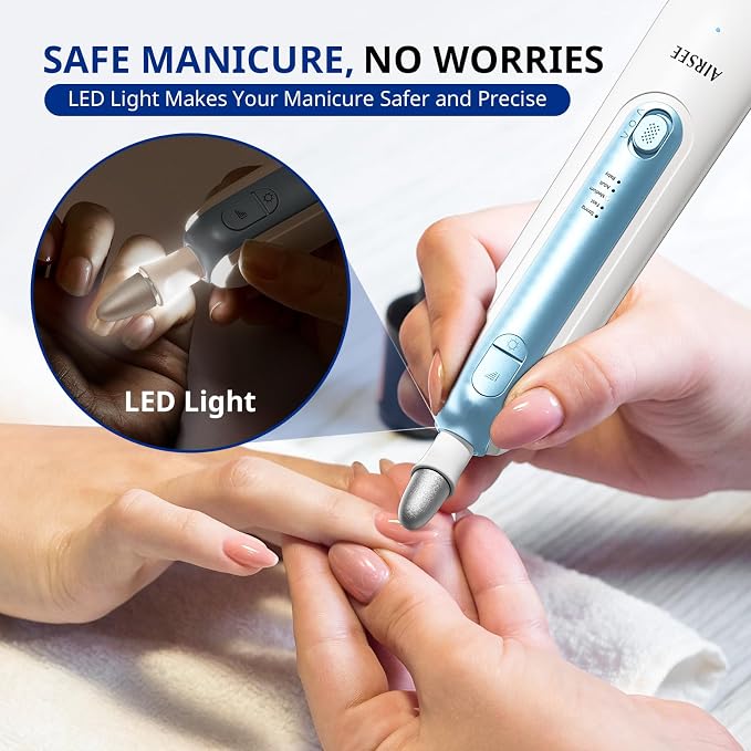 AIRSEE Professional Manicure Pedicure Kit, Cordless 6 in 1 Electric Nail File - Image 5