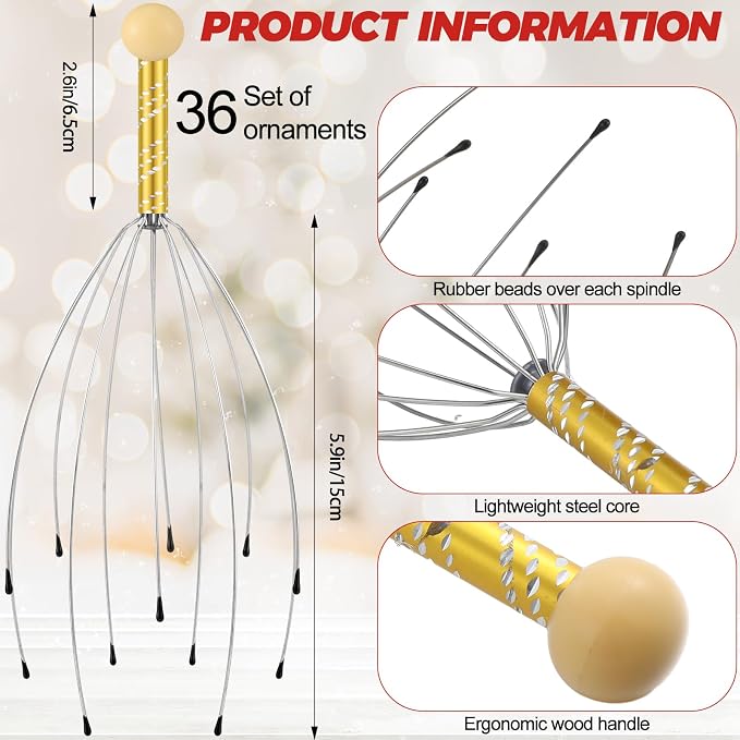 Soaoo 36 Pcs Scalp Massager Manual Head Massager Christmas Relaxing Gifts - Image 2