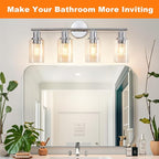 DLLT 4-Light Bathroom Light Fixtures: Chrome Modern Vanity Lights - Image 2