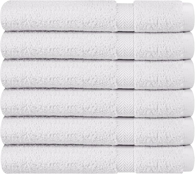 Towel and Linen Mart 100% Cotton White 6 Pack Medium Bath Towel Set, Quick Dry - Image 4