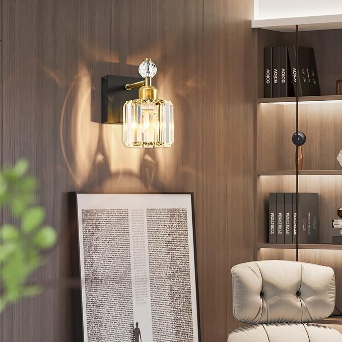 PRESDE 1-Light Bathroom Vanity Light, Modern Black and Gold Wall Sconce - Image 3