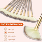 9 Pieces Facial Fan Mask Brushes, Soft Facial Applicator Brushes Tools - Image 4