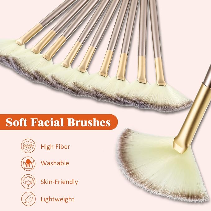 9 Pieces Facial Fan Mask Brushes, Soft Facial Applicator Brushes Tools - Image 4