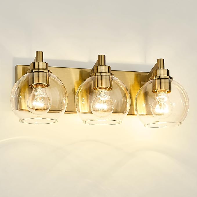 Bathroom Light Fixtures, 3-Light Brushed Gold Vanity Light, Modern Wall Sconces - Image 7