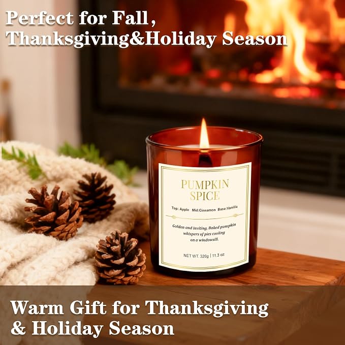 Scented Candles for Home, 2 Pack Wood Wick Pumpkin Spice Scented Candles - Image 5