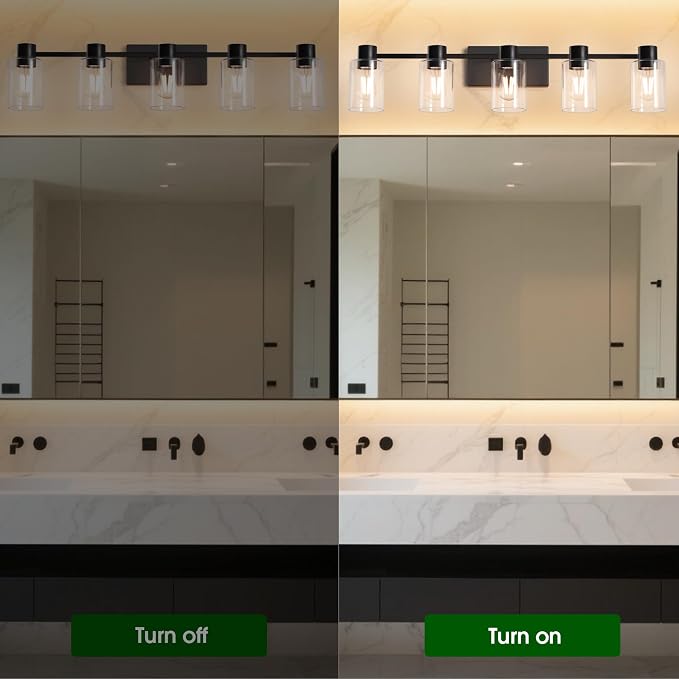 5-Light Modern Vanity Light Fixtures Over Mirror, Matte Black Bathroom Light - Image 4