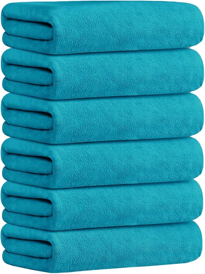 JML Large Microfiber Bath Towels Set of 6, Super Absortbent, Fast Drying by JML