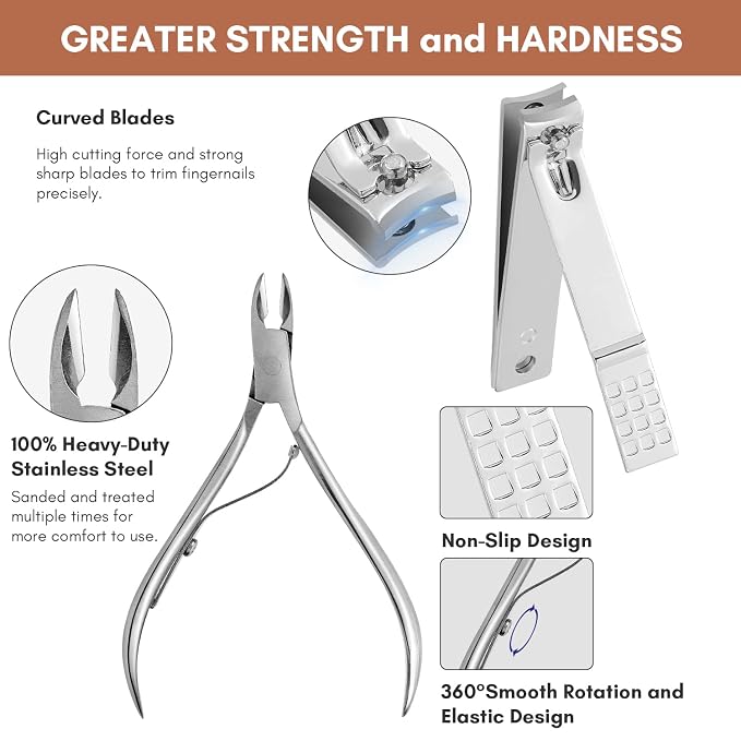 Manicure Set, FAMILIFE Professional Manicure Kit Nail Kit Mens Grooming Tools - Image 3