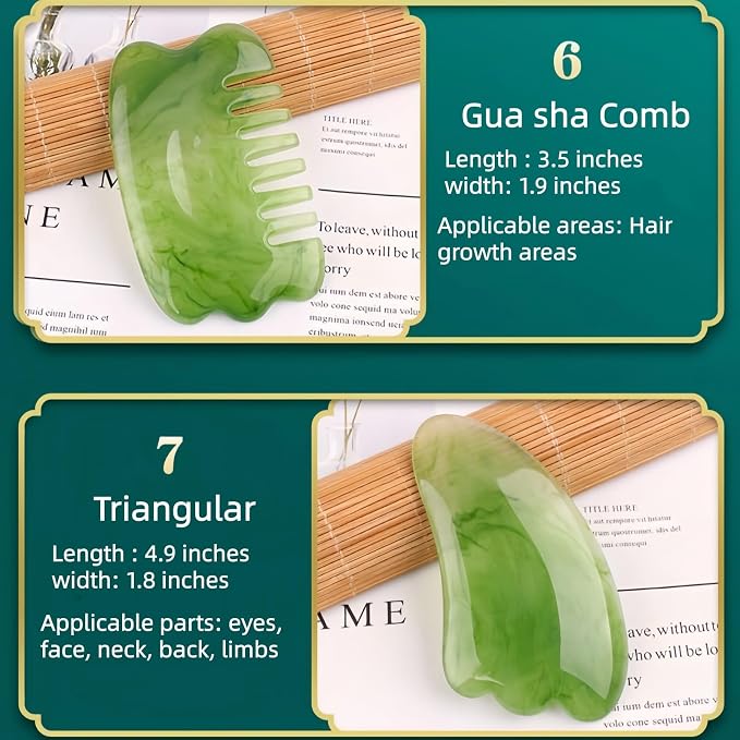 Gua Sha Scraping Massage Tool, GuaSha Facial Set, Natural Resin GuaSha Massage - Image 7