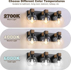 Farmhouse Bathroom Light Fixtures, 3-Light Rustic Wood Bathroom Lights Over - Image 5